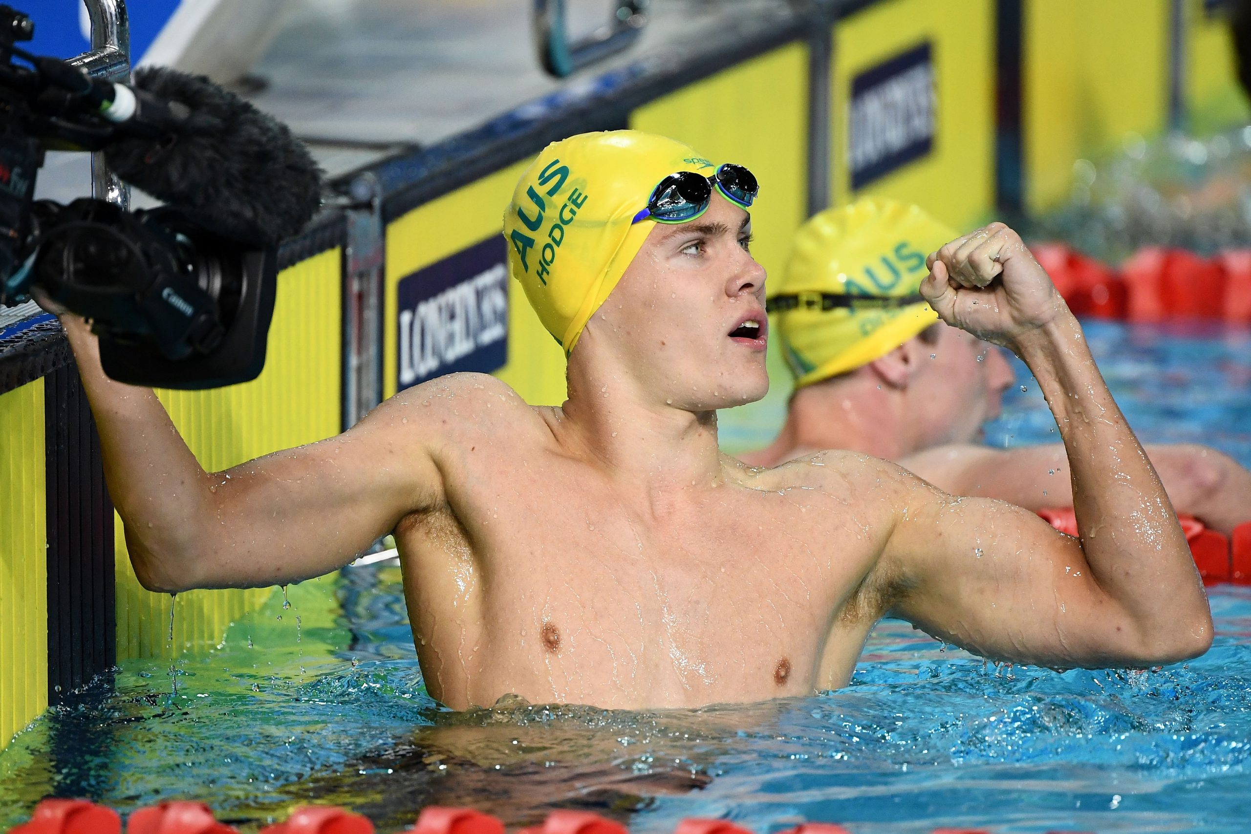 GOLD COAST, AUSTRALIA - APRIL 07: Timothy Hodge of Australia celebrates silver in the Men