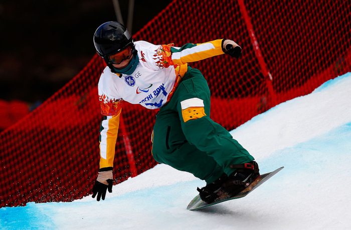 SOCHI, RUSSIA - MARCH 14: Ben Tudhope of Australia competes during the Men's Para Snowboard Cross Standing on day seven of the Sochi 2014 Paralympic Winter Games at Rosa Khutor Alpine Center on March 14, 2014 in Sochi, Russia. (Photo by Tom Pennington/Getty Images)