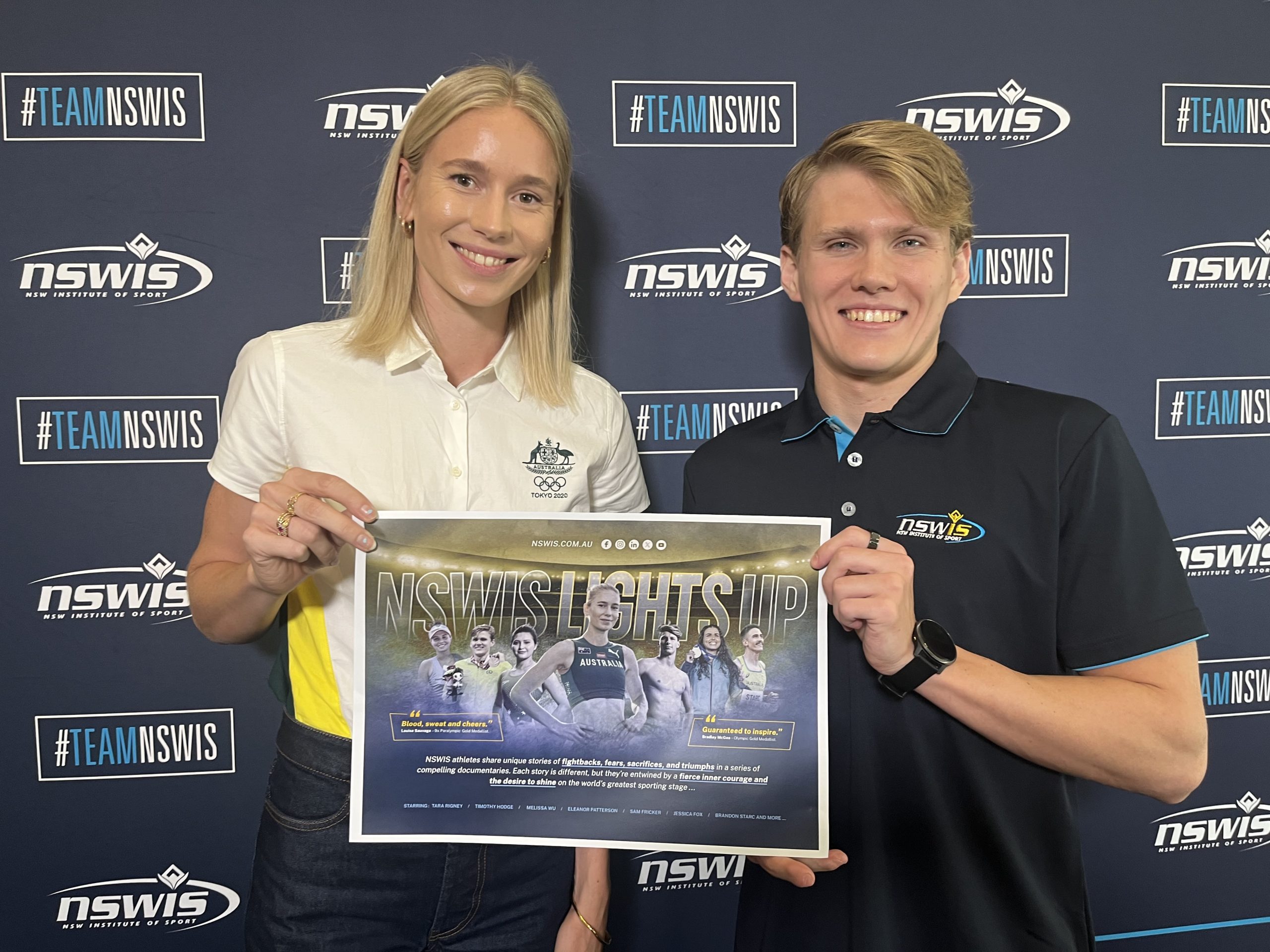 Eleanor Patterson and Tim Hodge launch the NSWIS Lights Up athlete documentary series.