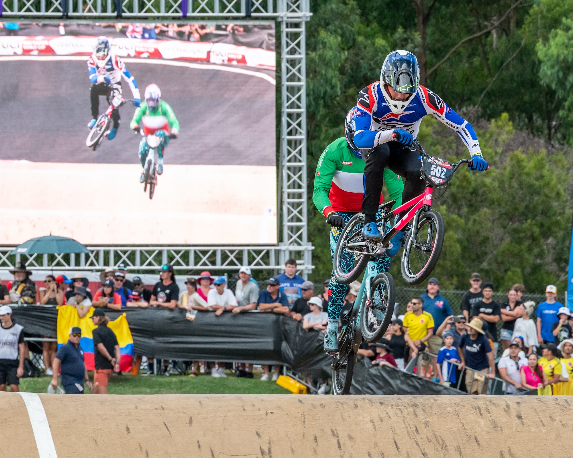 Oli Moran (AUS) won gold in the Under-23 Men final at the 2024 UCI BMX Racing World Cup in Brisbane.
