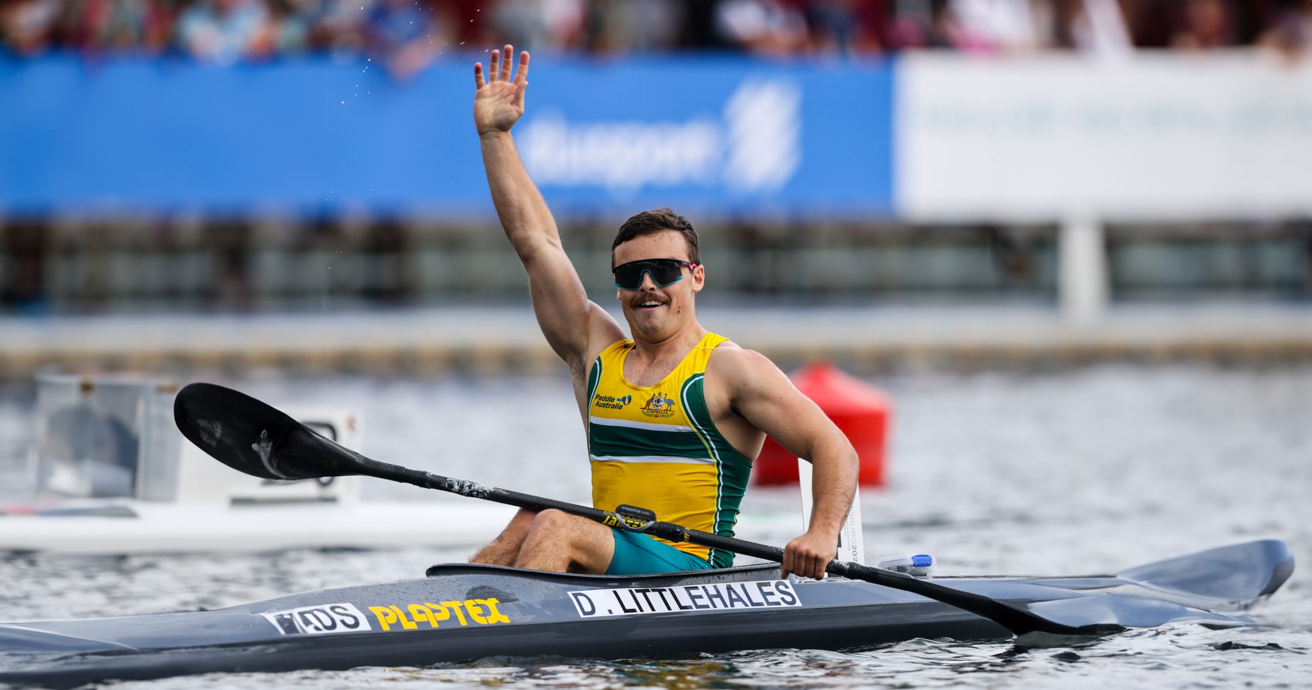 Dylan Littlehales wins world championships gold in the Canoe Sprint. 