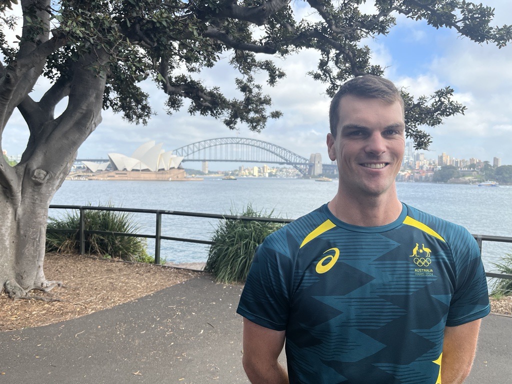 Alexander Purnell at the launch of the 2024 Australian Olympic Team uniform.