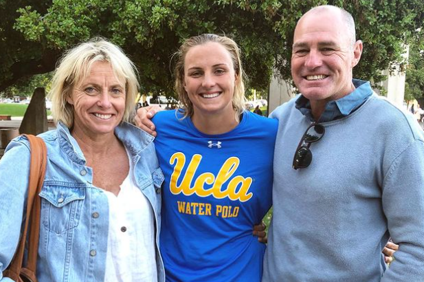 Bronte Halligan attending UCLA, pictured with her parents.