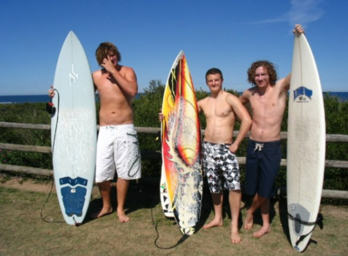 Paralympian archer Jono Milne, before his accident, as a keen surfer.