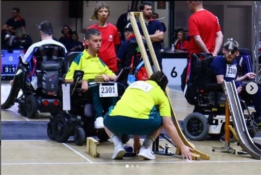 Dan Michel and Ashlee Maddern compete at the 2024 Boccia World Cup.