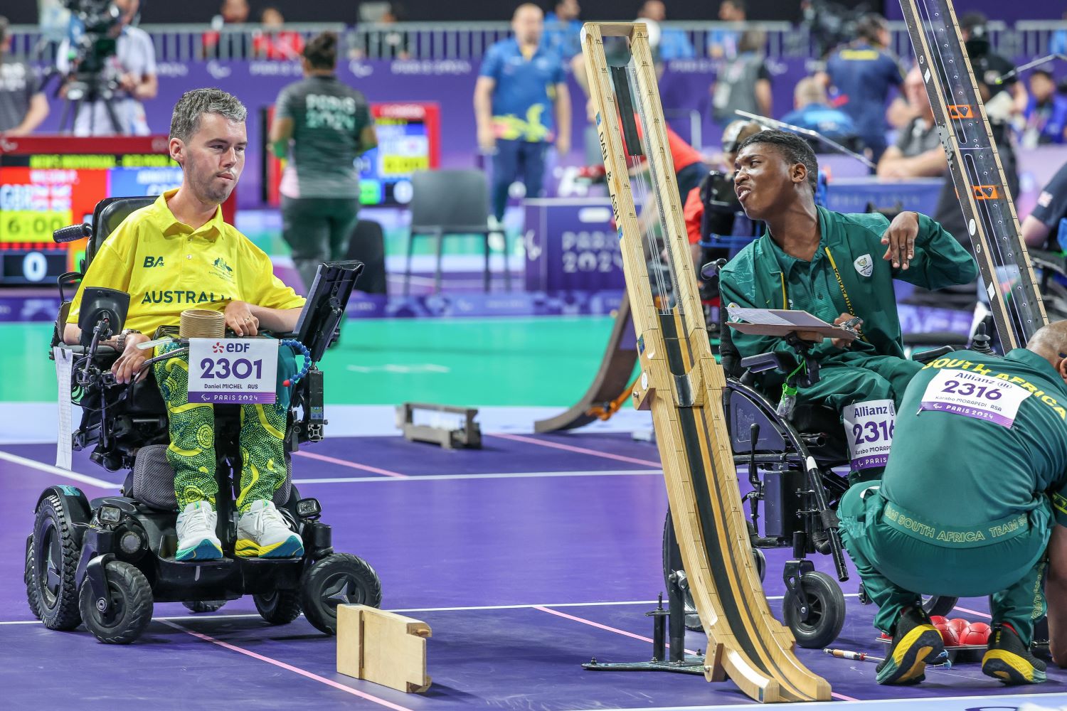 Daniel Michel competes in boccia on day 1 of the 2024 Paralympic Games